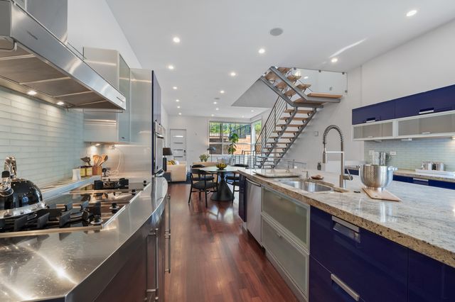a kitchen with lots of counter top space