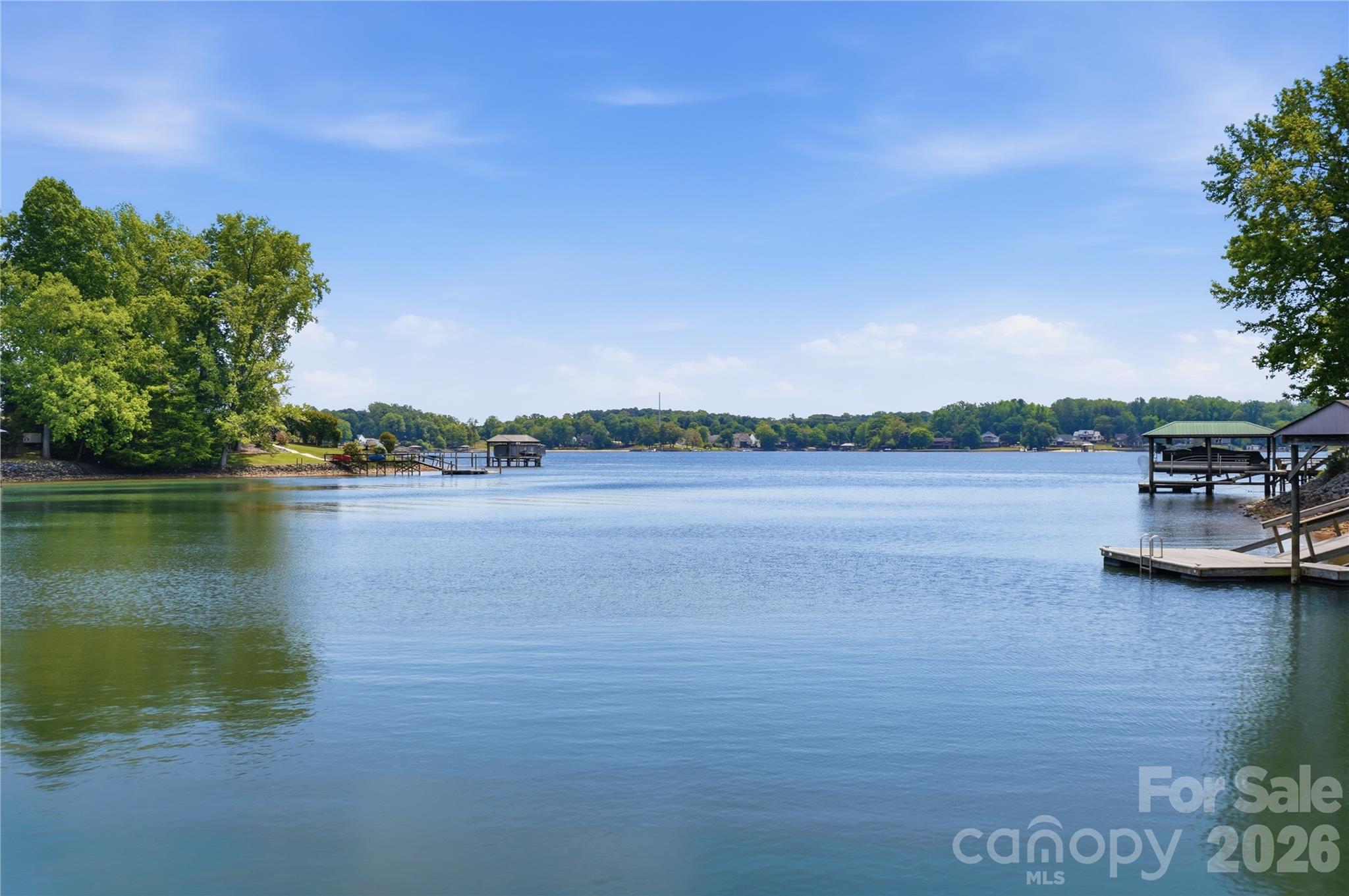 a view of a lake with houses