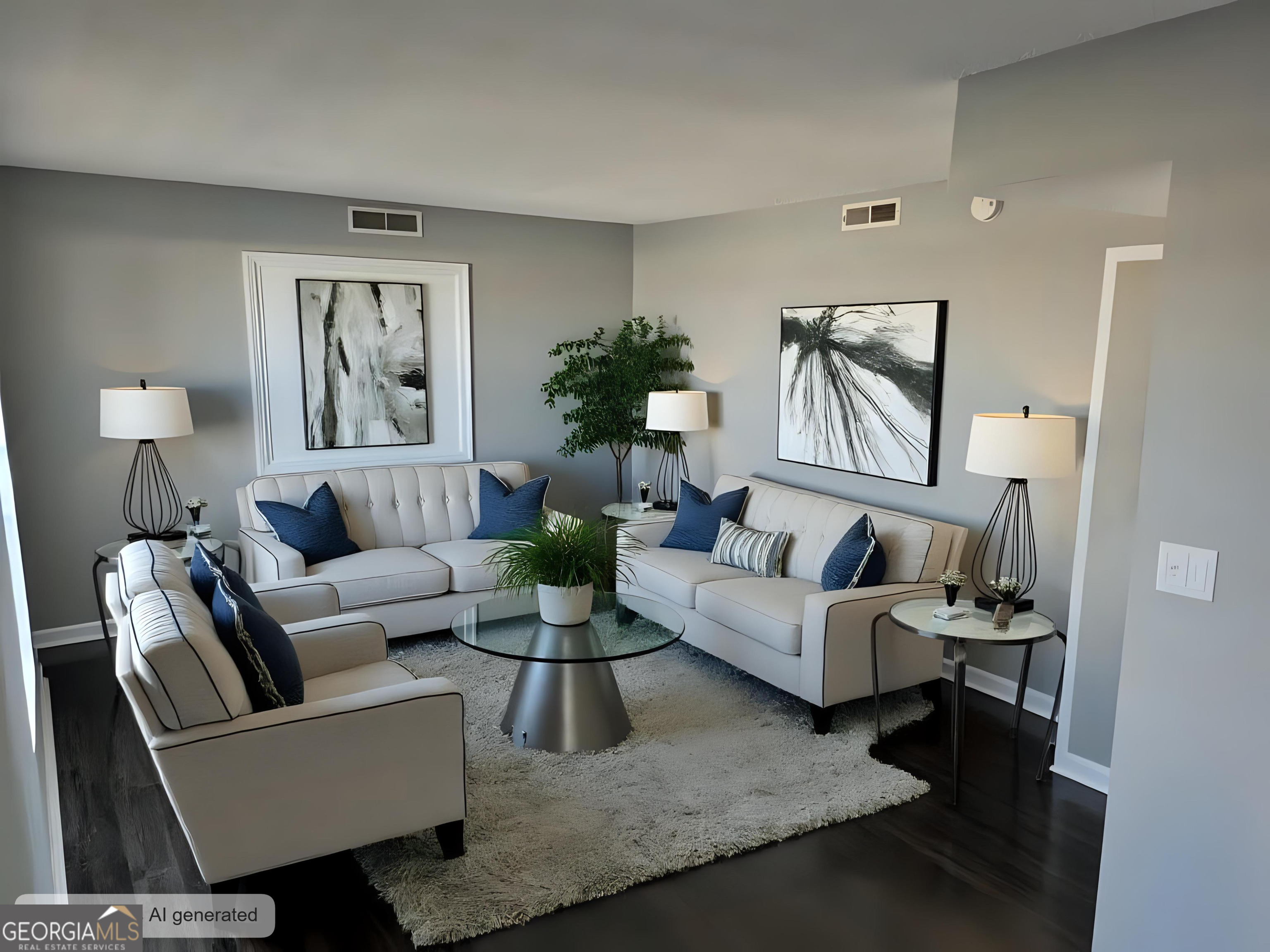 4701 Flat Shoals Road, Unit 49C Union City, GA 30291 - Photo 4 of 12 a living room with furniture and a potted plant on table
