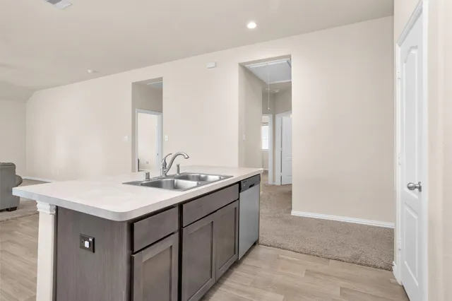 an empty room with closet area