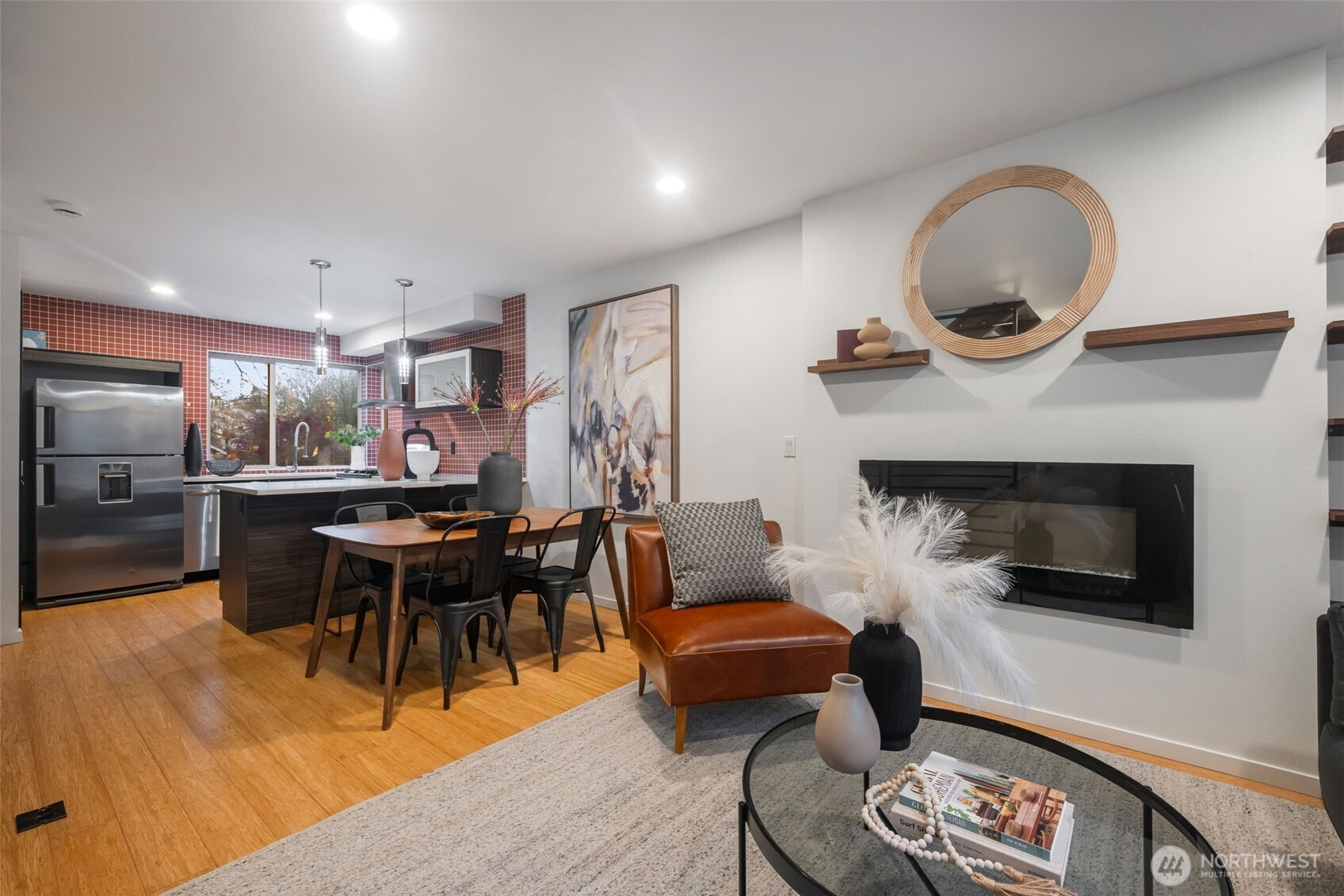 7758 Delridge Way Southwest Seattle, WA 98106 - Photo 3 of 22 a living room with furniture and a fireplace