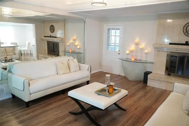 a view of a door with wooden floor