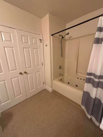 a bathroom with a tub a sink and a shower