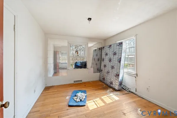 a living room with a large window