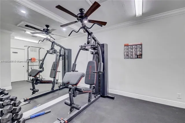 a view of a room with gym equipment