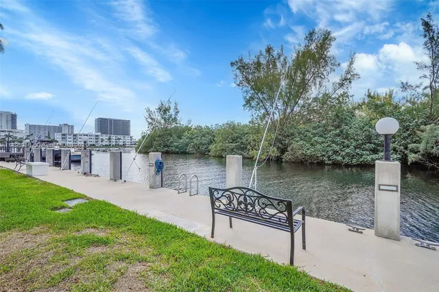 a view of a lake from a yard
