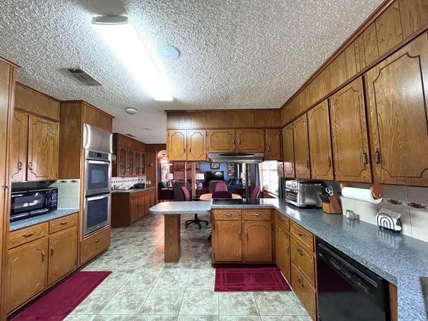 a kitchen with lots of counter top space
