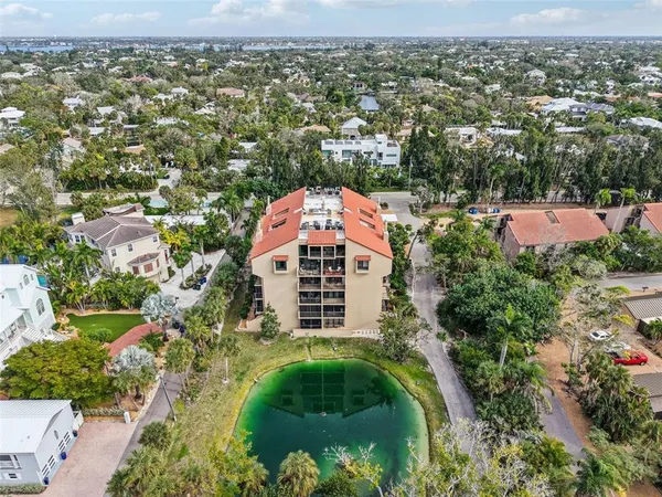 an aerial view of a house