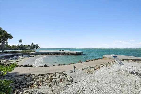a view of a lake with a beach