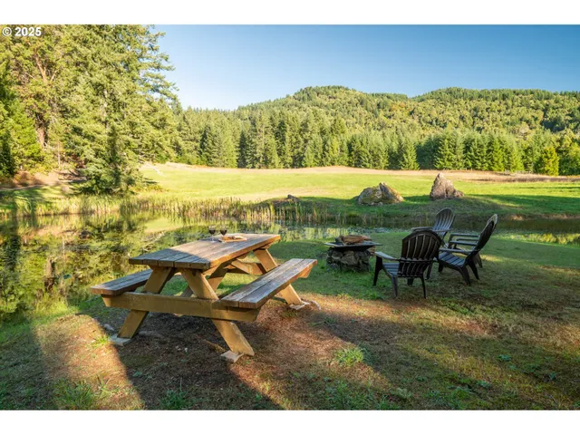 a view of a backyard with green space
