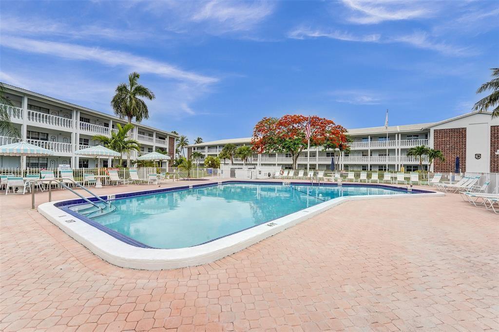 5203 Northeast 24th Terrace, Unit B204 Fort Lauderdale, FL 33308 - Photo 6 of 12 a view of a house with a swimming pool and a yard
