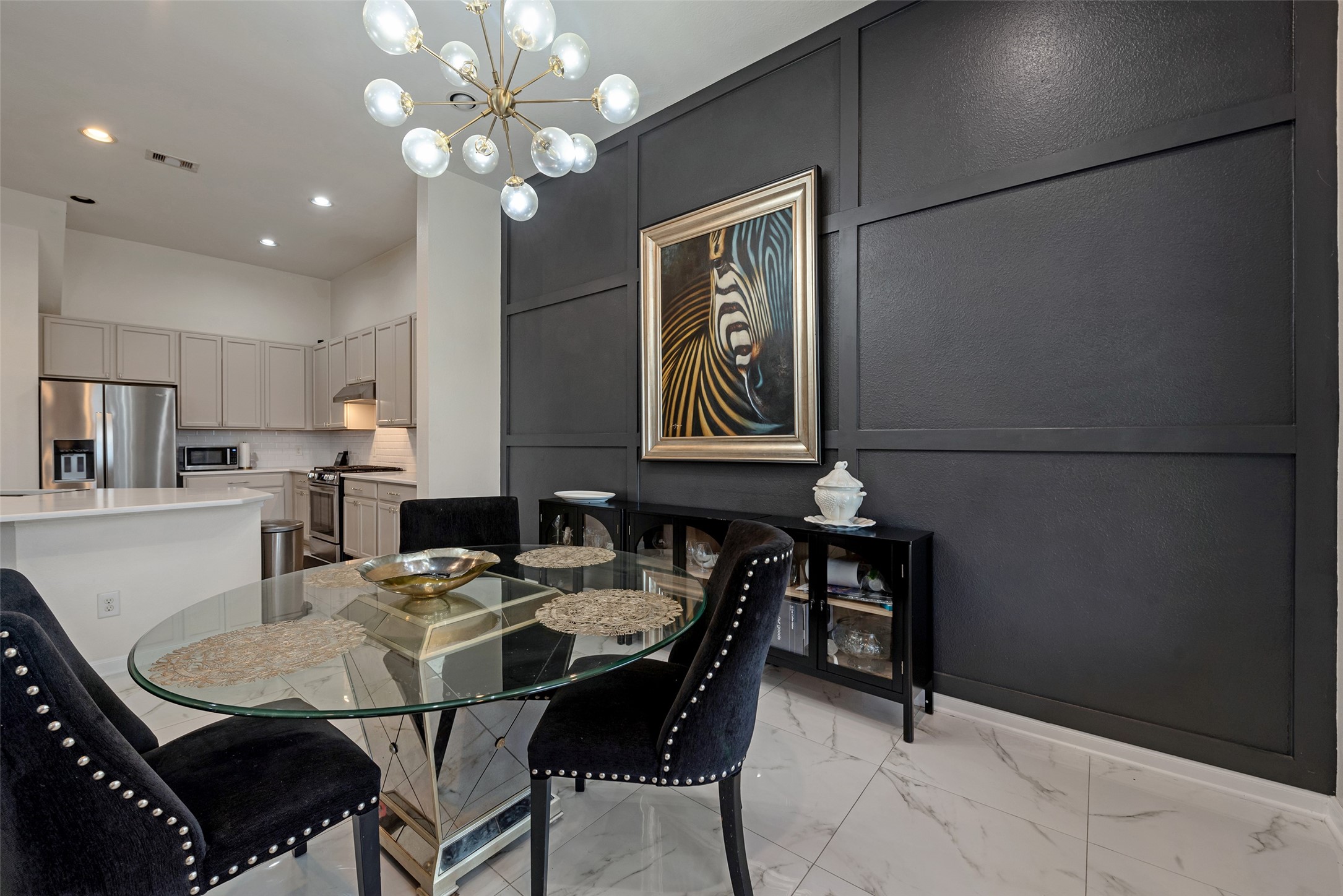 3554 Bennett Trails Drive Spring, TX 77386 - Photo 15 of 44 a view of a dining room with furniture and chandelier