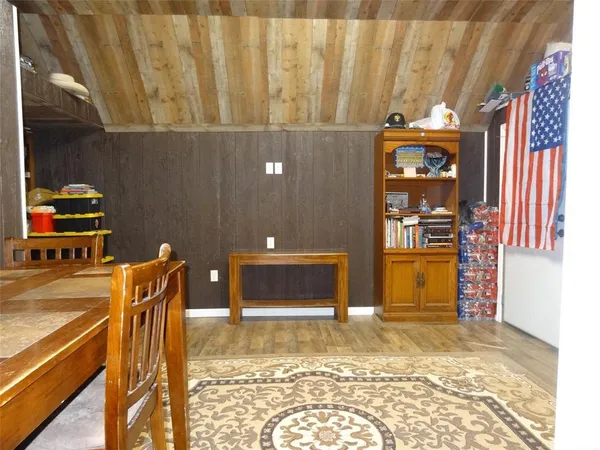 a view of a patio with a fireplace