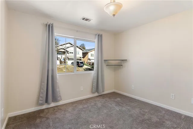 an empty room with a door