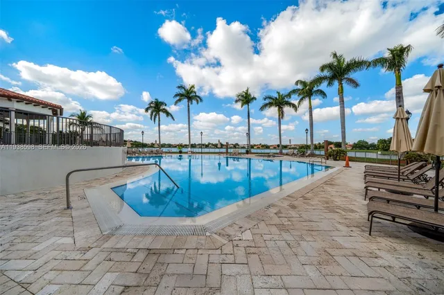 a view of an outdoor space and tennis court