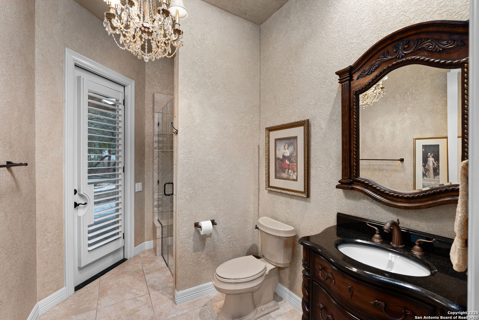 20027 Buckhead Lane Garden Ridge, TX 78266 - Photo 12 of 70 a bathroom with a granite countertop toilet a sink and a mirror