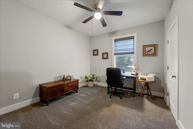 a front view of a house with yard and green space