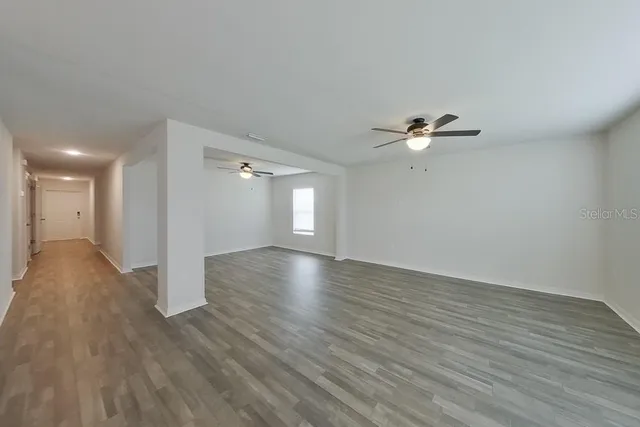 a view of a livingroom with a window