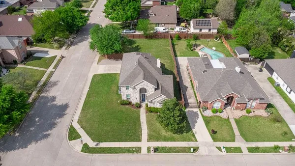 an aerial view of a house