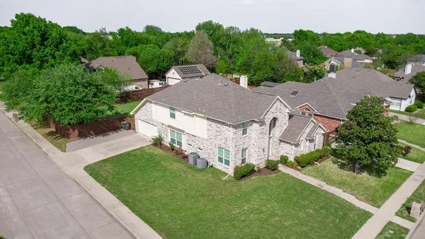 an aerial view of a house