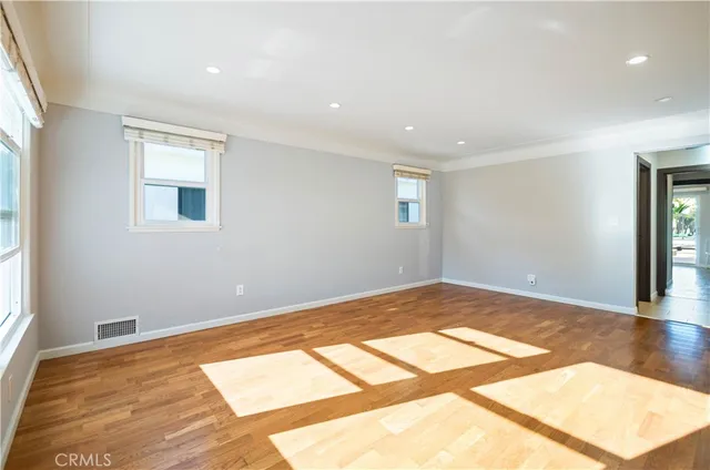 a view of a room with a window