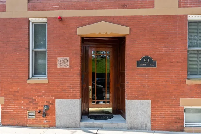 a front view of a building with a entryway