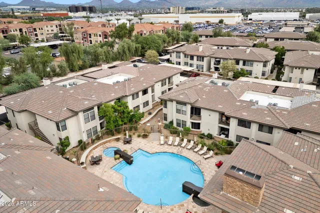 an aerial view of a house