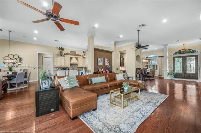 a view of a livingroom with furniture and window