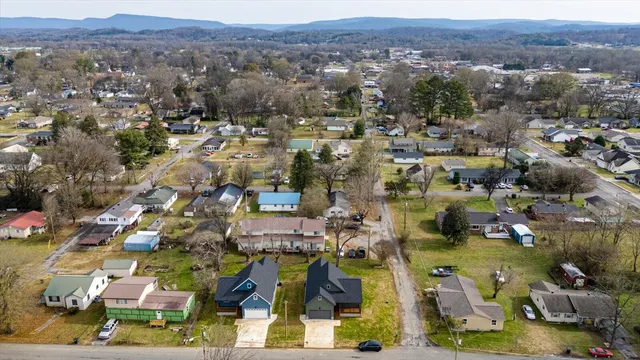 an aerial view of a city with lots of residential buildings