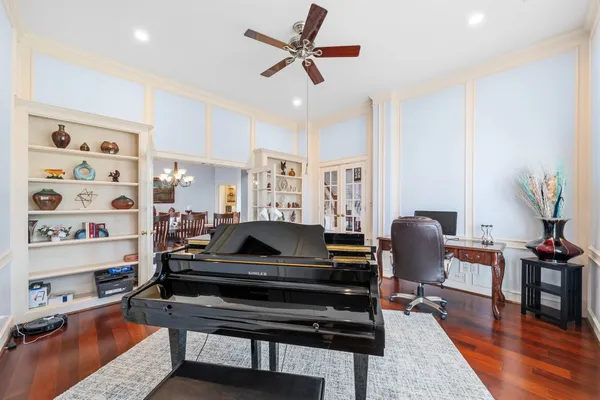 a living room with furniture