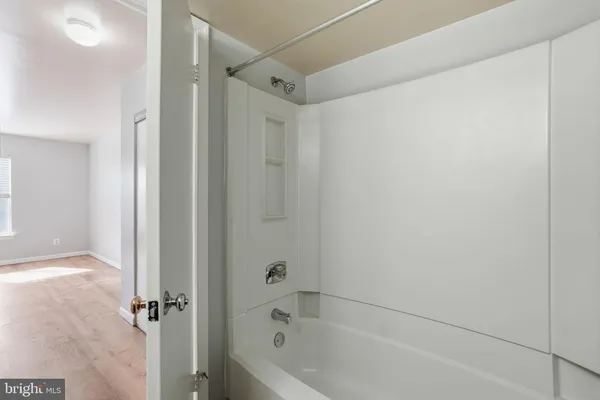 a bathroom with a bathtub