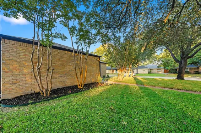 a view of a garden with trees