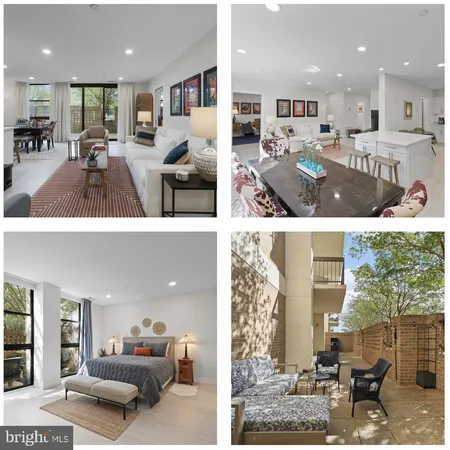a view of living room kitchen with stainless steel appliances kitchen island granite countertop a refrigerator and a sink