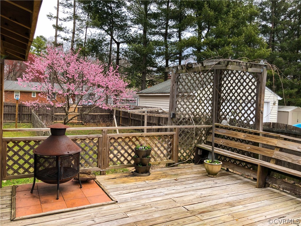7466 Studley Road Mechanicsville, VA 23116 - Photo 7 of 34 a backyard of a house with wooden fence and trees