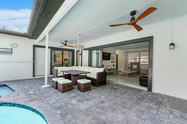 a living room with furniture