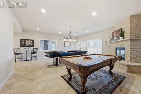 a view of a living room and dining room