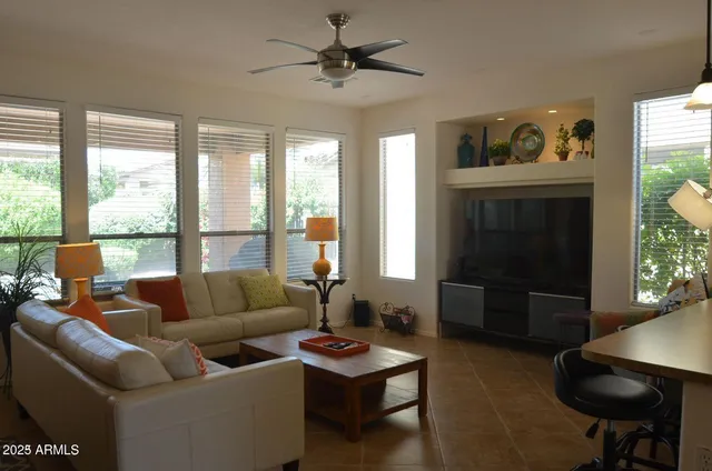 a view of a living room and dining room