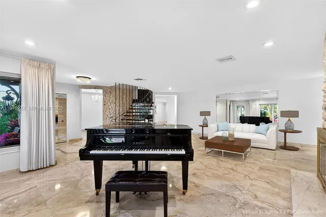 a bathroom with a granite countertop sink a toilet a mirror and shower