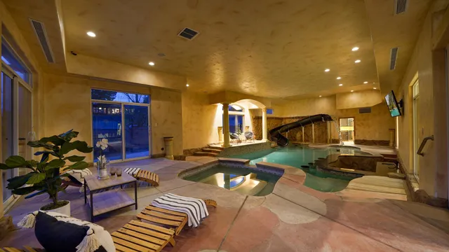 a kitchen with lots of counter top space