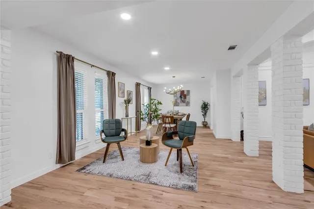 a living room with furniture