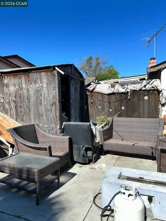 a view of outdoor space with seating area