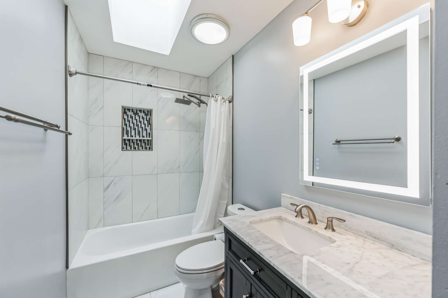 1113 Stonegate Court Bartlett, IL 60103 - Photo 17 of 25 a bathroom with a granite countertop sink toilet and shower