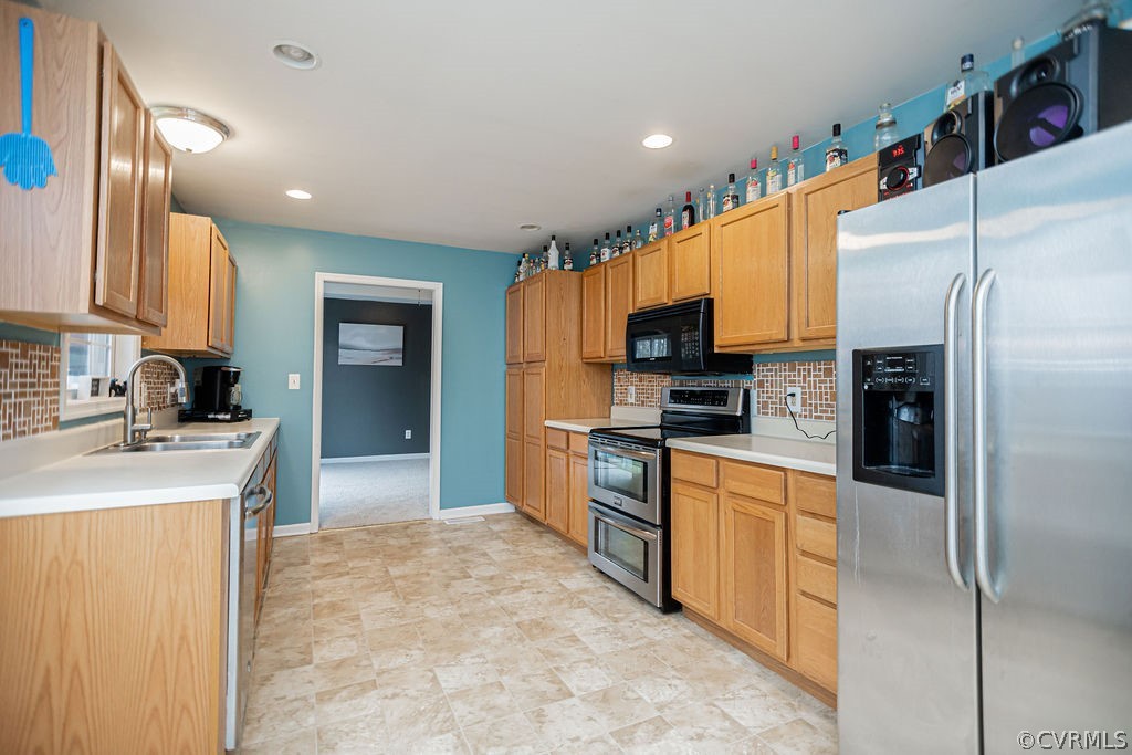 1595 Scuffletown Road Rice, VA 23966 - Photo 14 of 49 a kitchen with stainless steel appliances a refrigerator sink and stove