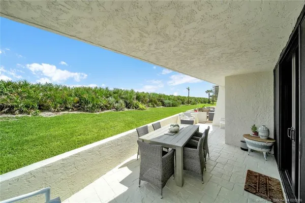 a view of an outdoor sitting space