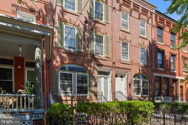front view of a brick building