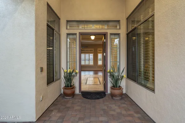 a workspace with furniture and window