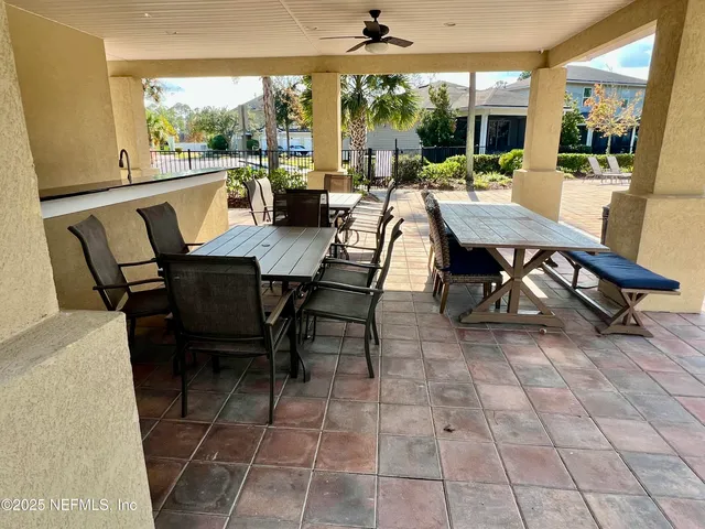 a outdoor space with furniture