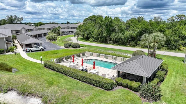 an aerial view of a house