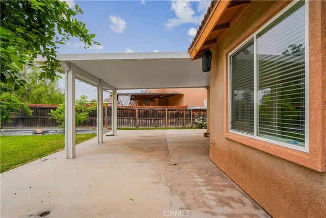 a view of a backyard with plants and palm trees
