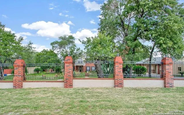 a view of a park with trees